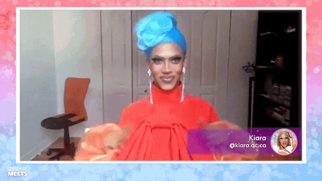 a video of a drag queen with the name kiara on the screen
