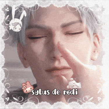 a picture of a man with his eyes closed and sylus de rodi written on it