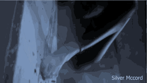 a person is standing in a dark room with the words silver mccord on the bottom right