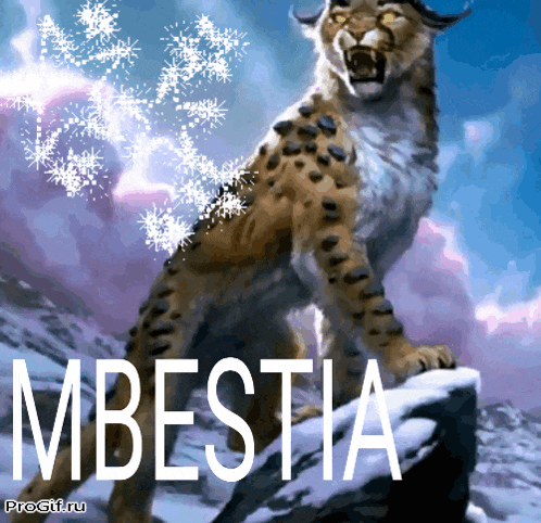 a painting of a cat with the word mbestia written on it