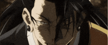 a close up of a person 's face with a shadow on it