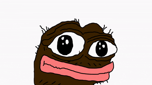 a cartoon drawing of a brown face with a pink mouth