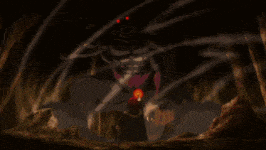 a red haired anime character is pointing at a red circle