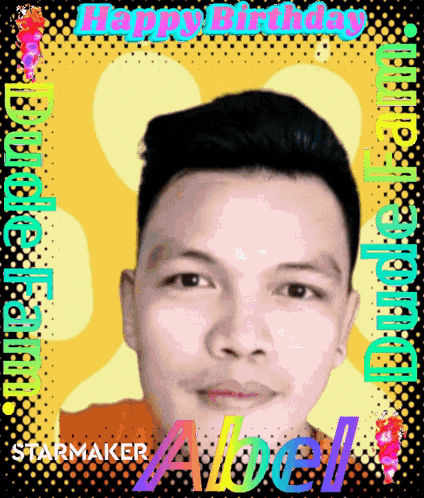 a picture of a man with the words happy birthday starmaker abell on the bottom