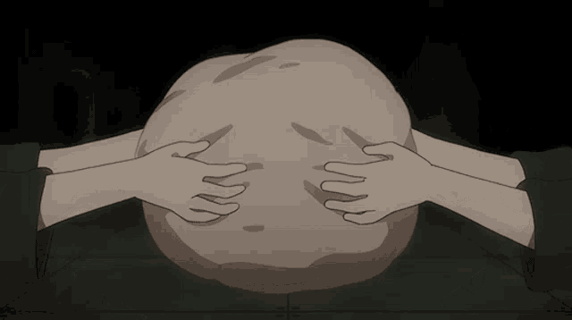 a cartoon of a person holding a large rock
