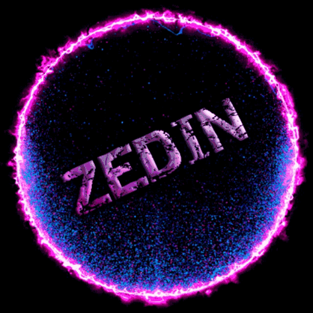 a purple and blue circle with the word zedin in the middle