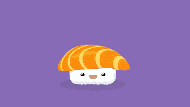 a cartoon drawing of a sushi roll with a face on it
