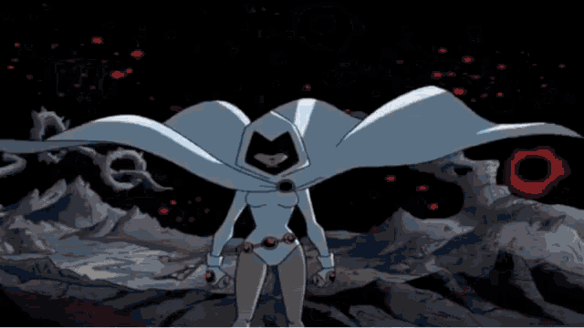 a close up of a cartoon character 's face with a hood and a mask .