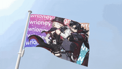 a flag that says wrioney on it is flying in the wind