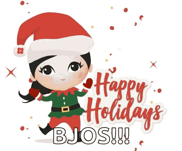 a sticker that says happy holidays bjos !!!
