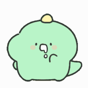 a cartoon drawing of a dinosaur with a sad face