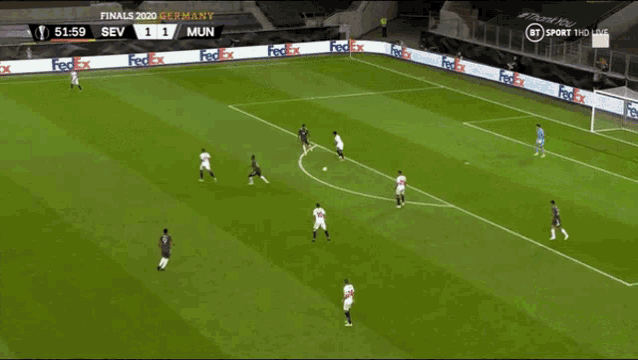 a soccer game is being played on a soccer field