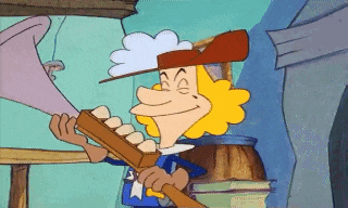 a cartoon character is holding a box of eggs