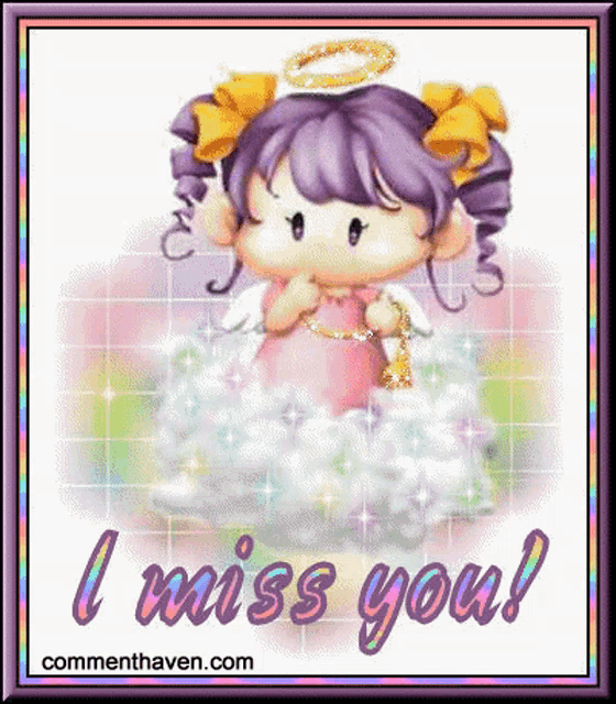 a picture of an angel with the words i miss you written below it