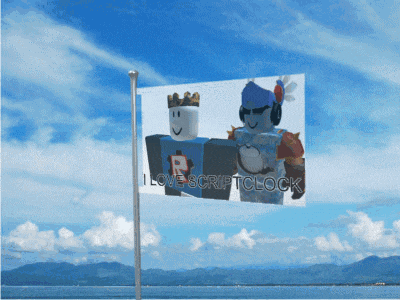 a flag that says " i love script clock " is flying in the wind