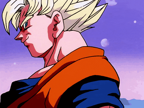 a cartoon of a man with blonde hair and a blue shirt
