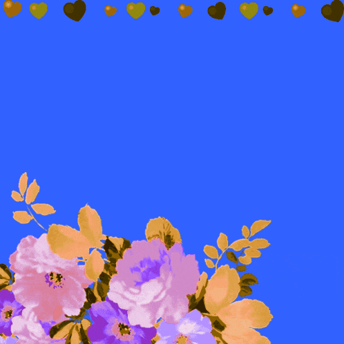a blue background with flowers and hearts and the words " اللهم صل وسلم وبارك علي "