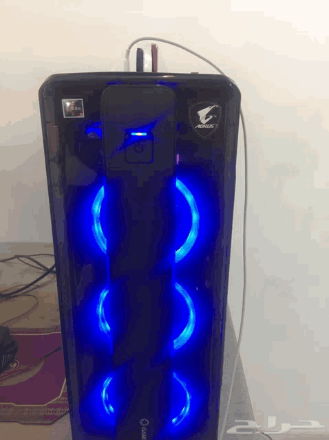 a computer with a sticker on it that says aorus on it