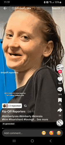 a screenshot of a woman 's face on a tiktok app