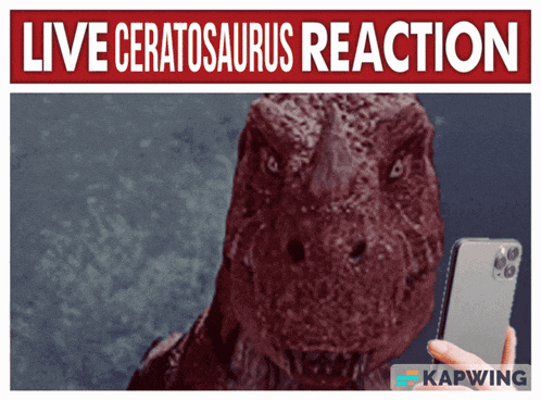 a poster that says live ceratosaurus reaction with a dinosaur