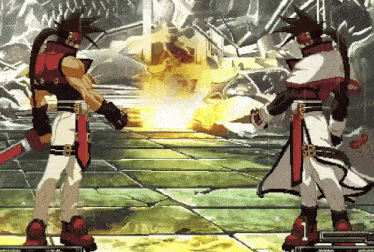 a video game character is holding a hammer and a sword