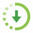 a green arrow pointing down in a circle on a white background .
