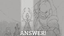 a black and white drawing of a man with the words answer written below him .