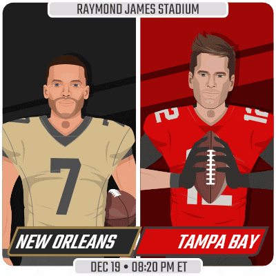 an advertisement for raymond james stadium shows two football players holding a football