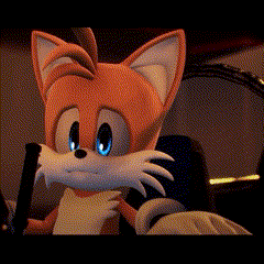 a cartoon fox with blue eyes is sitting in a car seat