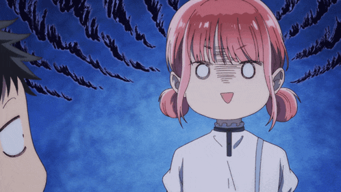 a girl with pink hair making a funny face with her eyes closed