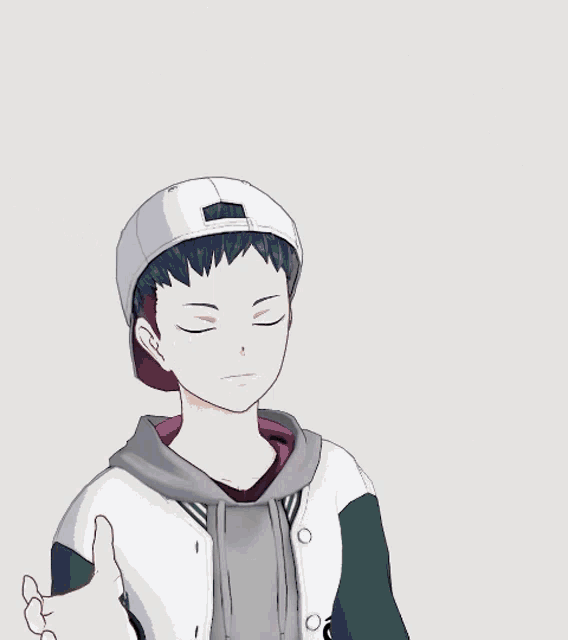 a drawing of a boy with his eyes closed and chinese characters behind him
