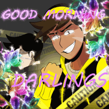 a cartoon drawing of a man with the words good morning darling