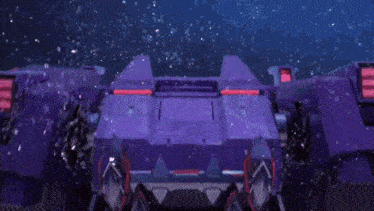 a purple robot with a purple light coming out of it 's head