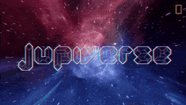 the word jupiter is displayed on a blue background