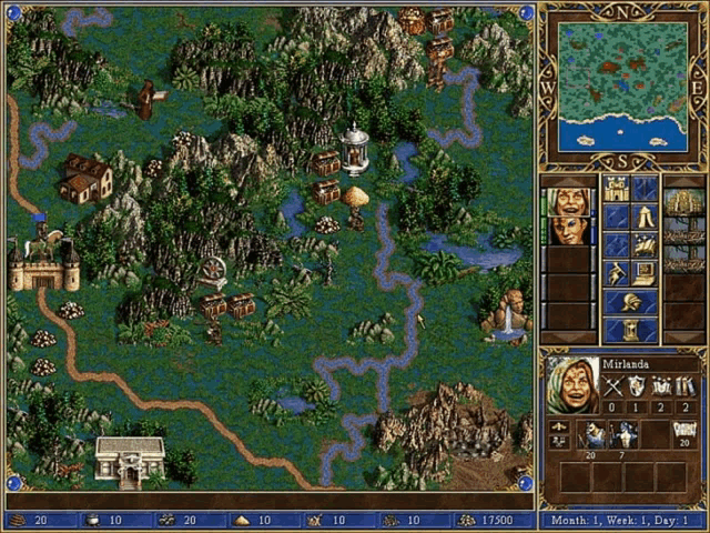 a computer screen shows a map of a game called heroes of might and magic ii