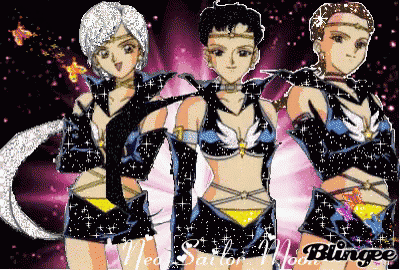 a picture of three anime characters with the words neo sailor moon blingee in the corner
