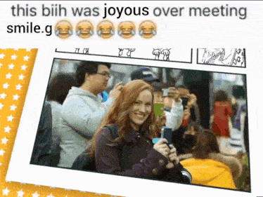 a picture of a woman with the caption this biih was joyous over meeting