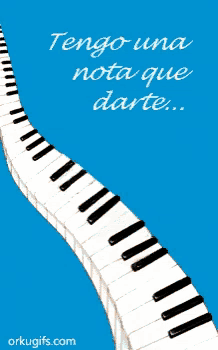 a picture of a dog holding a heart on a piano keyboard says tengo una nota que dare