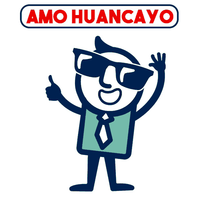 a cartoon character with sunglasses and the words amo huancayo