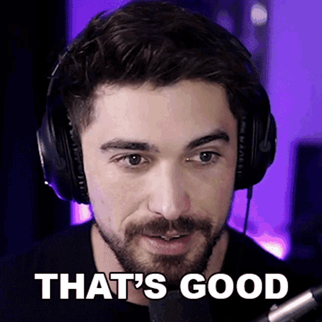 a man wearing headphones says " that 's good "