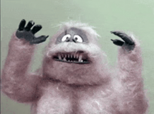 Rudolph Bumble Abominable Snowmonster GIF - Rudolph Bumble Abominable Snowmonster Hands Up GIFs