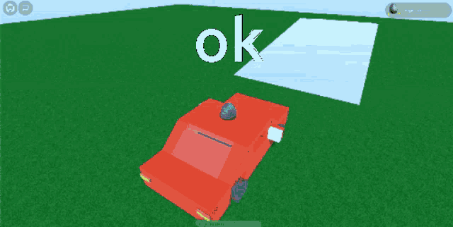 a screenshot of a video game with the word ok above a red car
