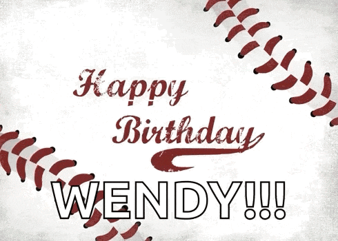 a birthday card for wendy with a baseball on the background