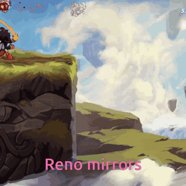 a cartoon scene with the words reno mirrors at the top