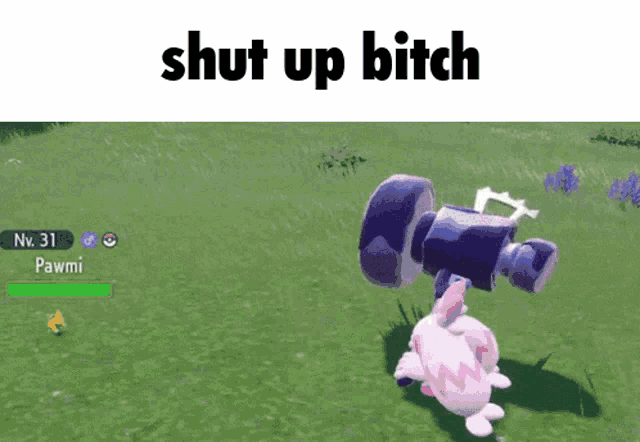a screenshot of a video game with the words shut up bitch above it