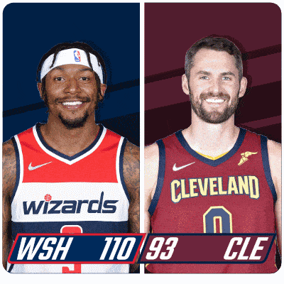 two basketball players one from the wizards and the other from the cleveland