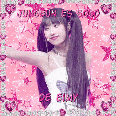 a picture of a girl with the words jungjun es solo de bimy on it