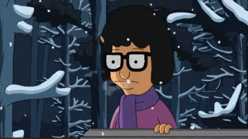 a cartoon of a woman wearing glasses and a scarf