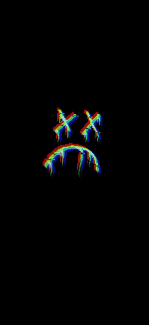 a black background with a rainbow in the shape of a sad face .