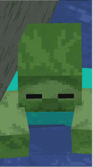a pixel art of a zombie with a blue shirt